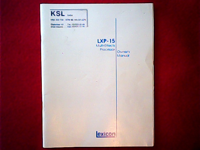 Lexicon LXP-15 Owner's Manual