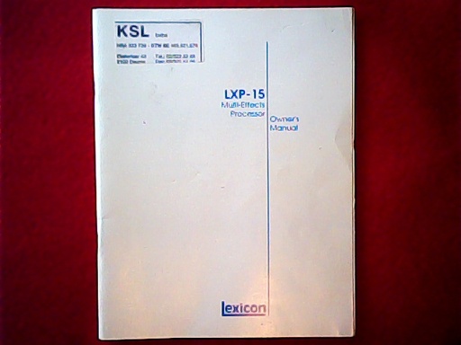 [VL-008371] Lexicon LXP-15 Owner's Manual